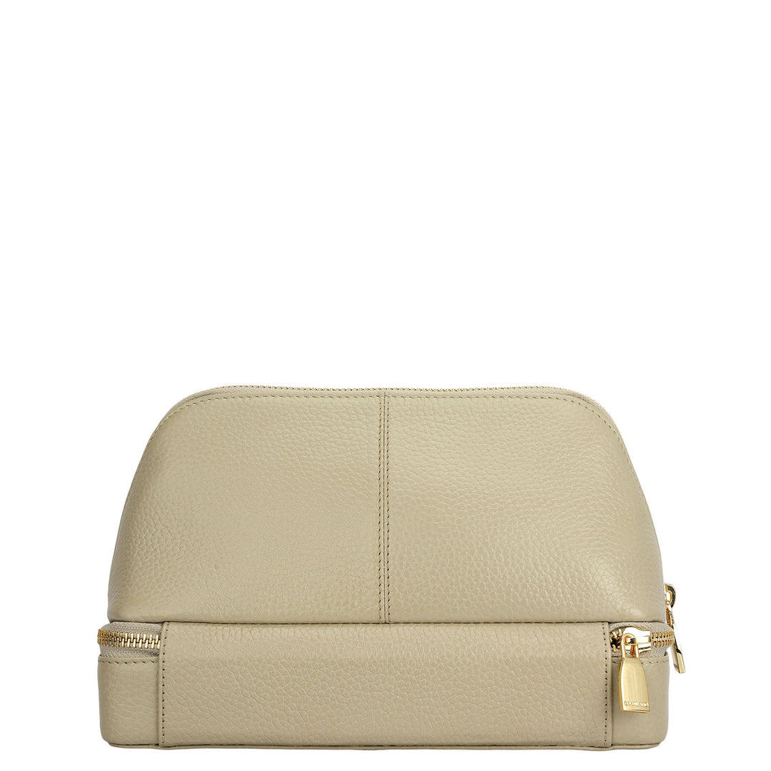 Wax Leather Vanity Case - Khaki