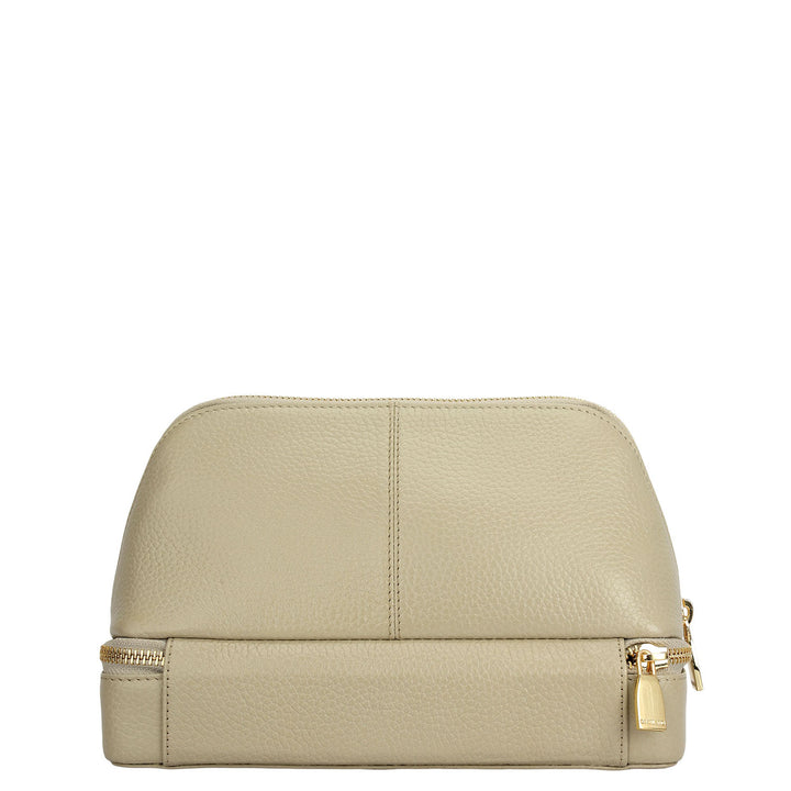 Wax Leather Vanity Case - Khaki