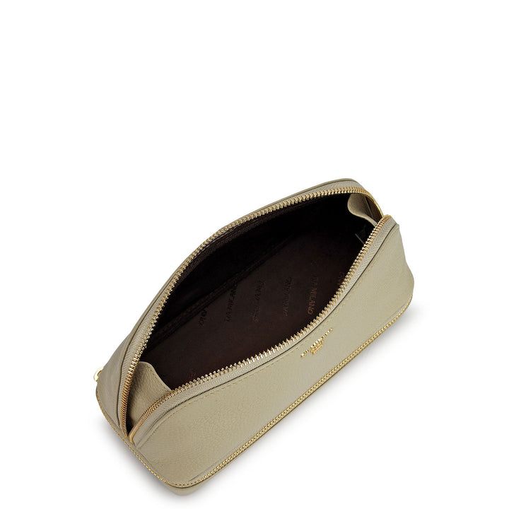 Wax Leather Vanity Case - Khaki