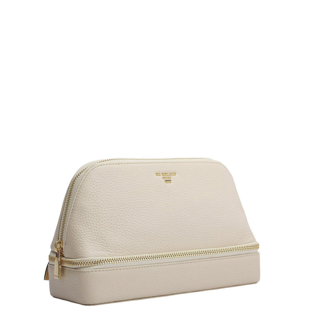 Wax Leather Vanity Case - Marshmallow