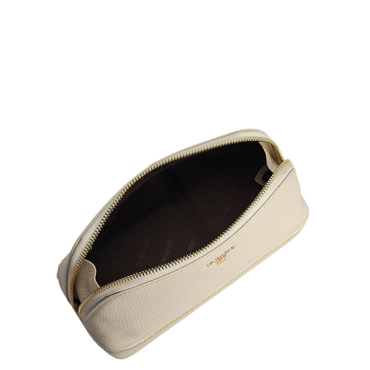 Wax Leather Vanity Case - Marshmallow