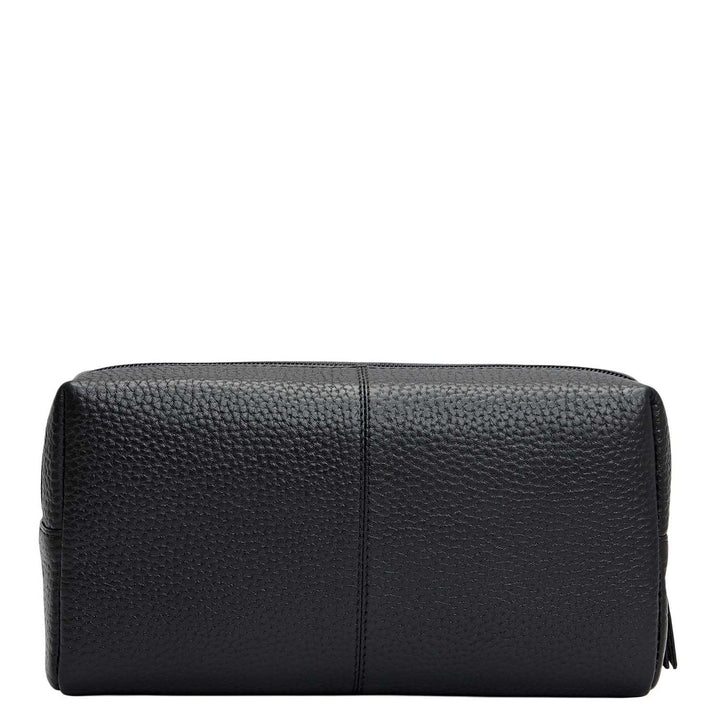 Wax Leather Vanity Pouch - Black