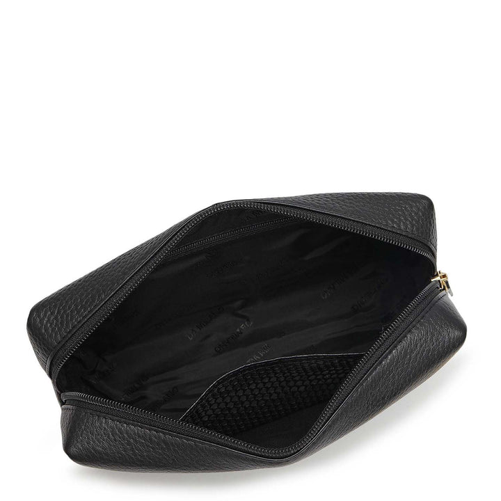 Wax Leather Vanity Pouch - Black