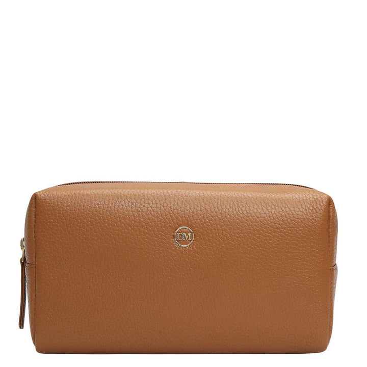 Wax Leather Vanity Pouch - Caramel