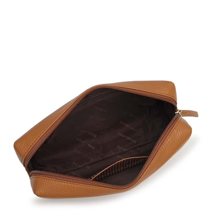 Wax Leather Vanity Pouch - Caramel