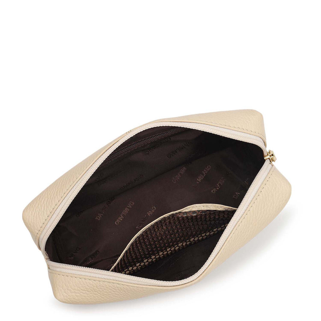 Wax Leather Vanity Pouch - Dove