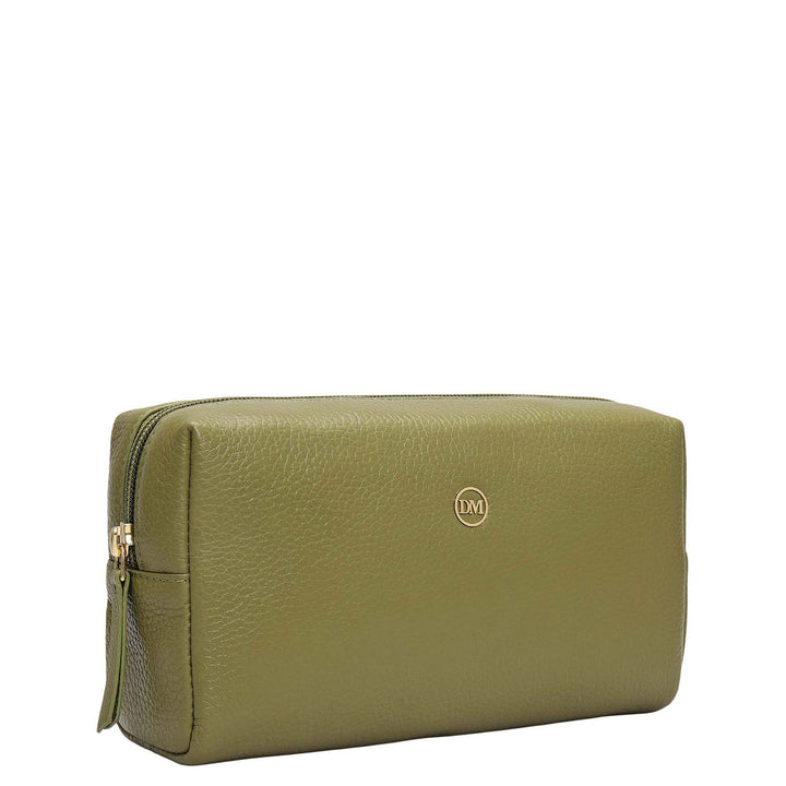 Wax Leather Vanity Pouch - Fern