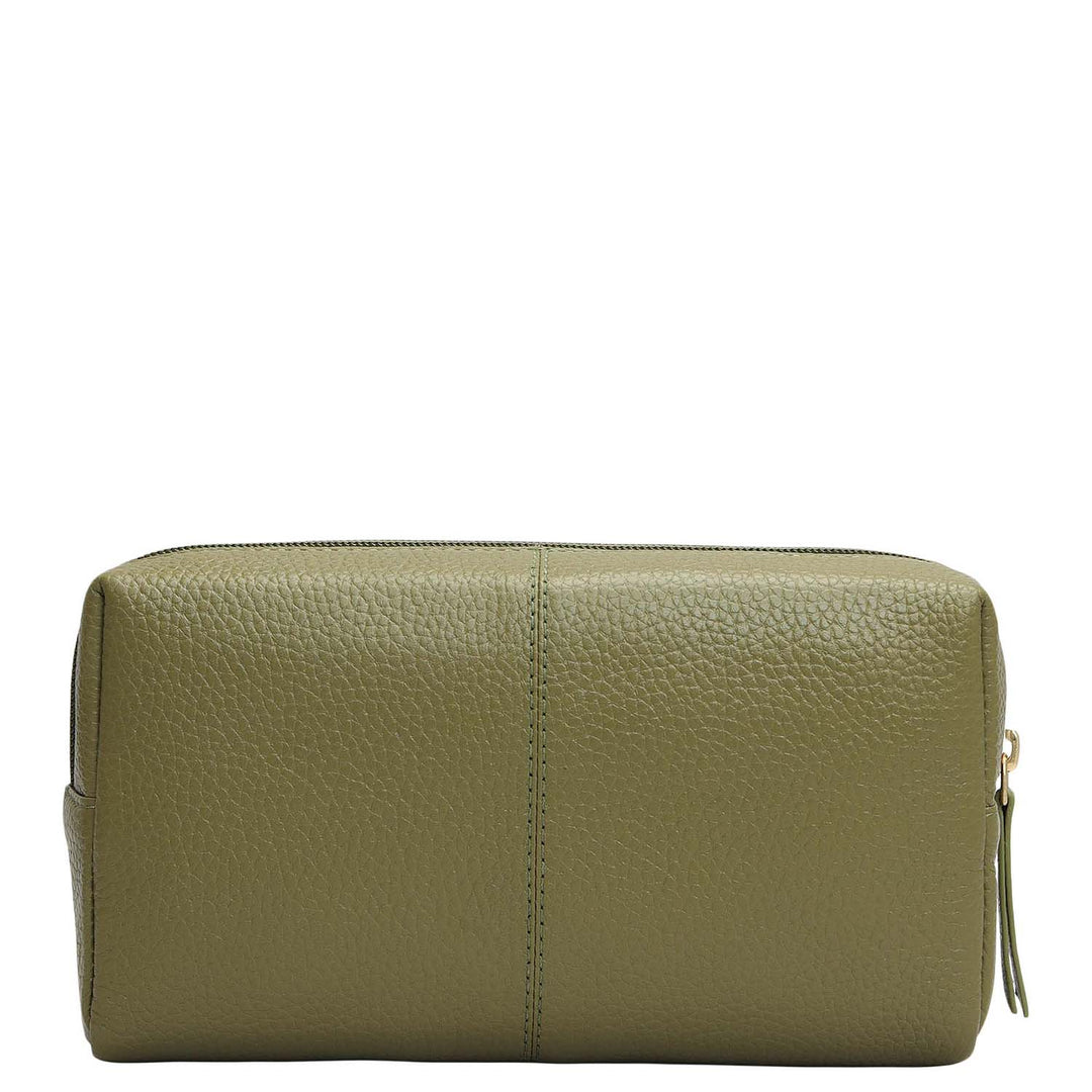 Wax Leather Vanity Pouch - Fern