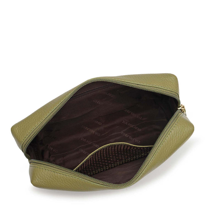 Wax Leather Vanity Pouch - Fern