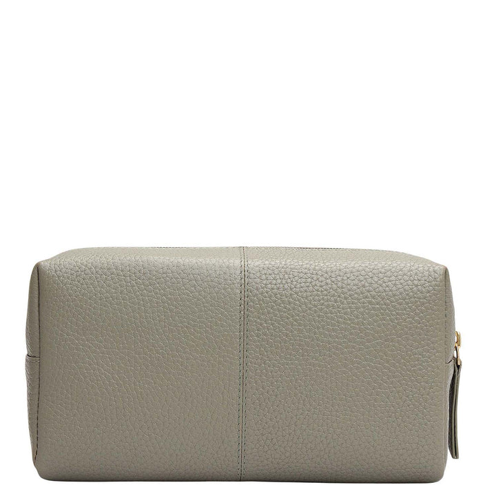 Wax Leather Vanity Pouch - Grey