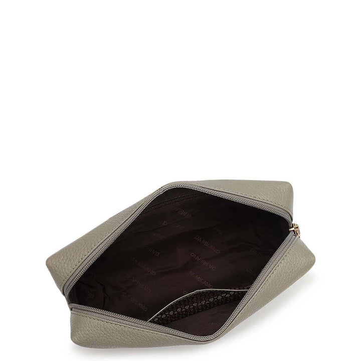Wax Leather Vanity Pouch - Grey