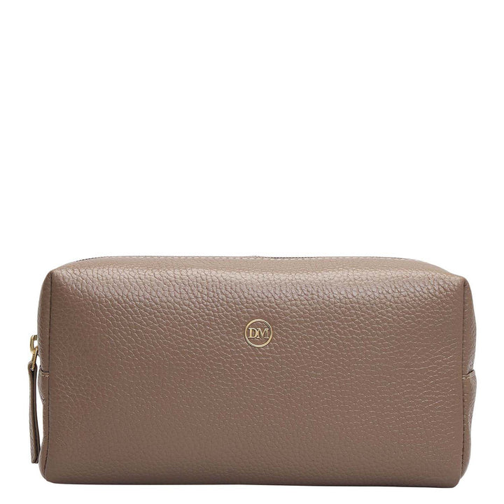 Wax Leather Vanity Pouch - Smoke Grey