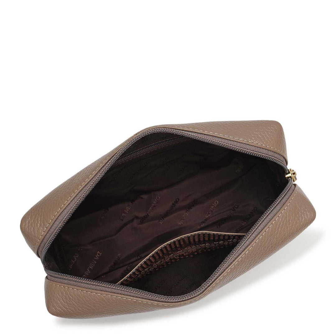 Wax Leather Vanity Pouch - Smoke Grey