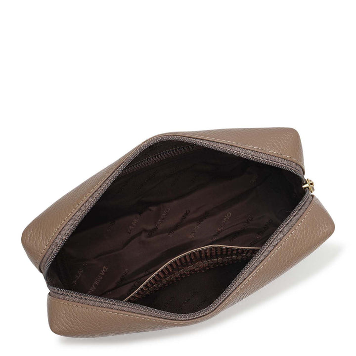 Wax Leather Vanity Pouch - Smoke Grey