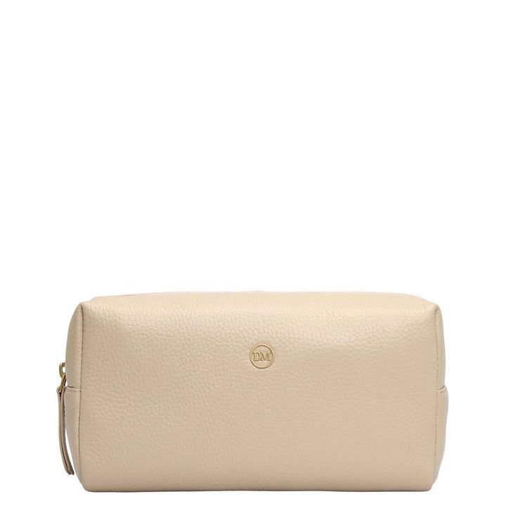 Wax Leather Vanity Pouch - Dove