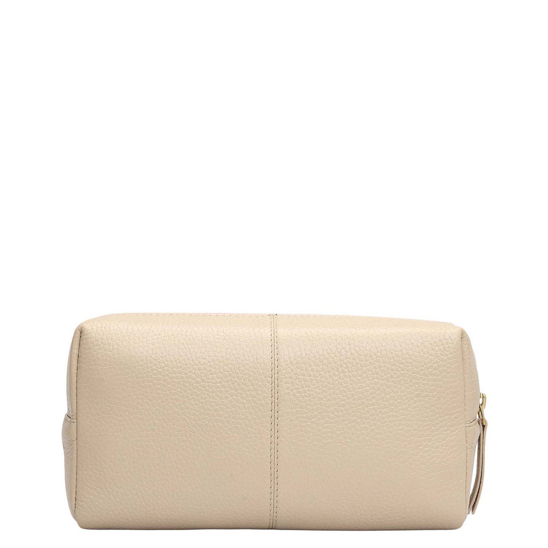 Wax Leather Vanity Pouch - Dove