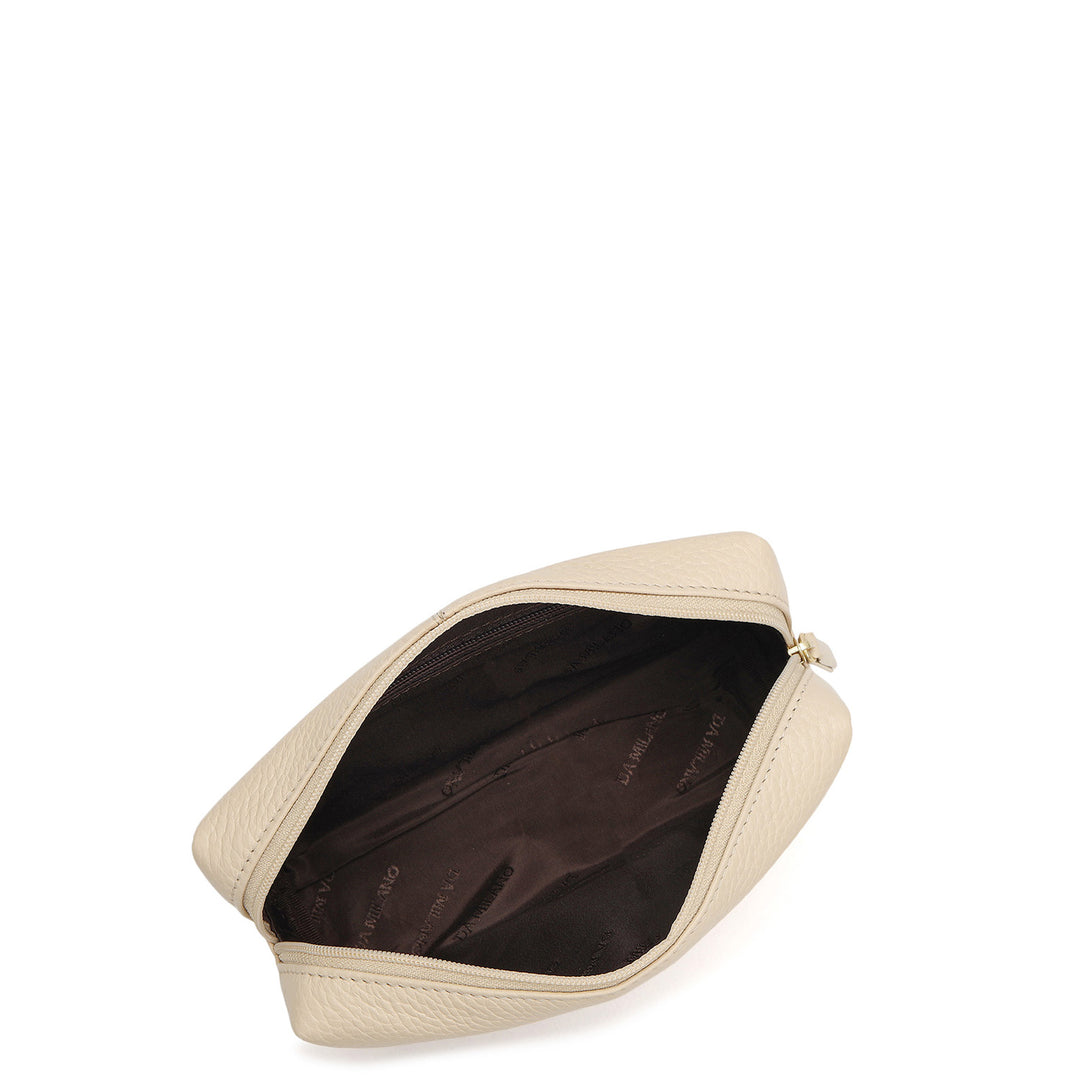 Wax Leather Vanity Pouch - Dove