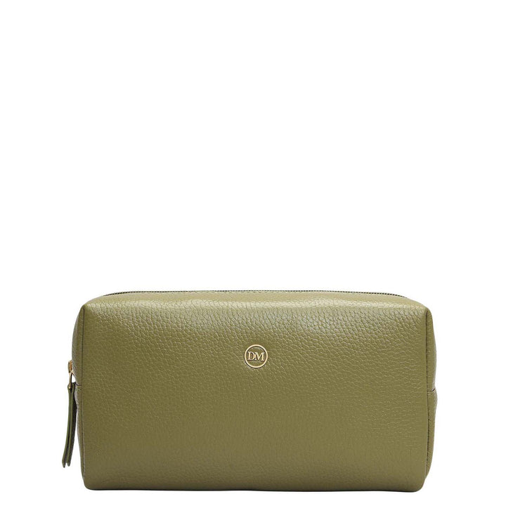 Wax Leather Vanity Pouch - Fern