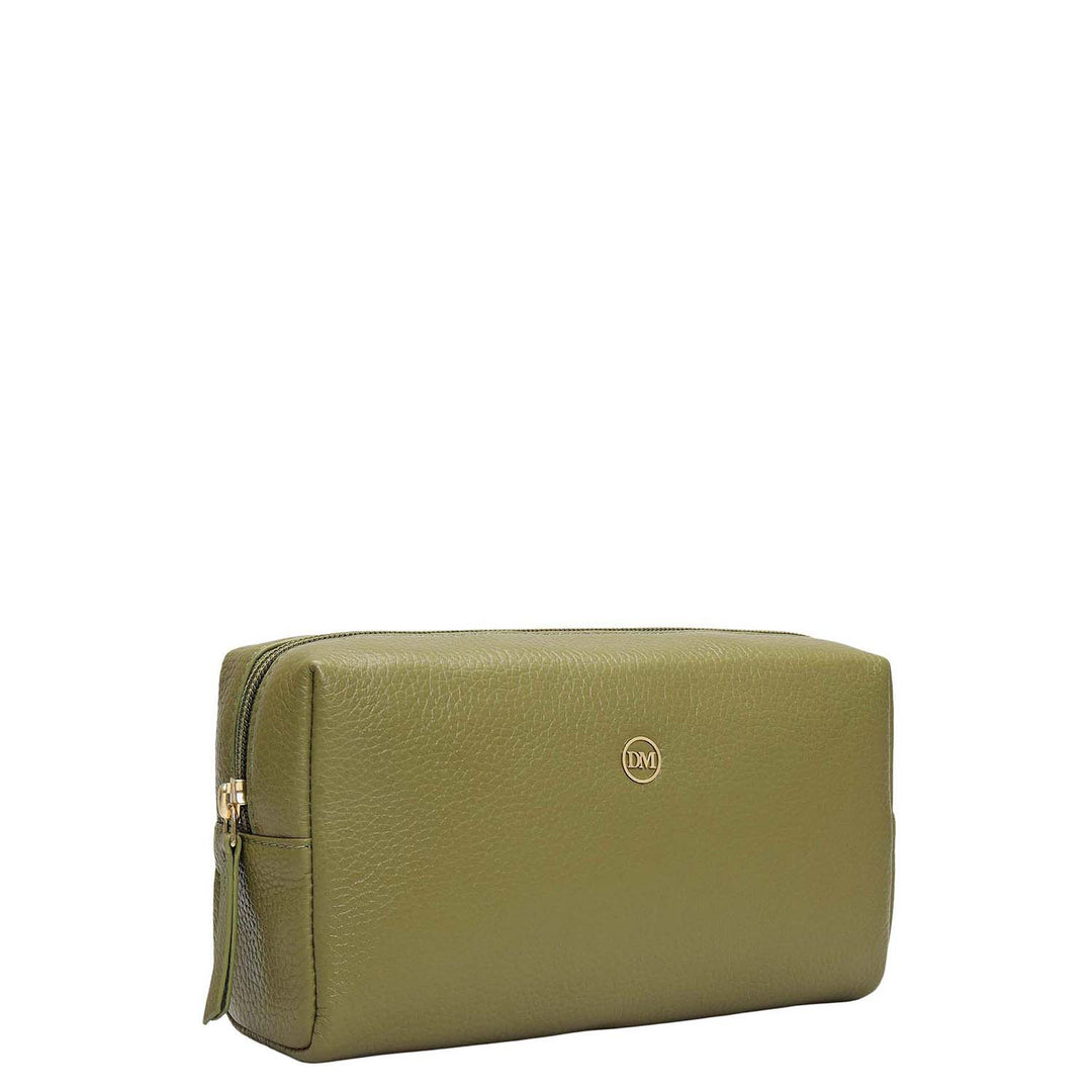 Wax Leather Vanity Pouch - Fern