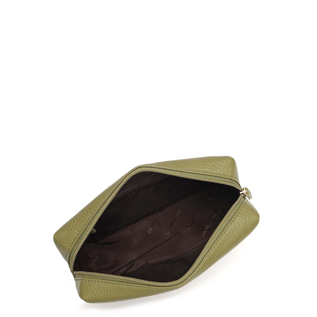 Wax Leather Vanity Pouch - Fern