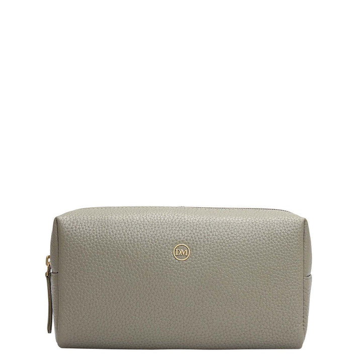 Wax Leather Vanity Pouch - Grey