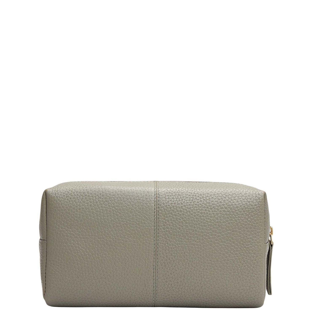 Wax Leather Vanity Pouch - Grey