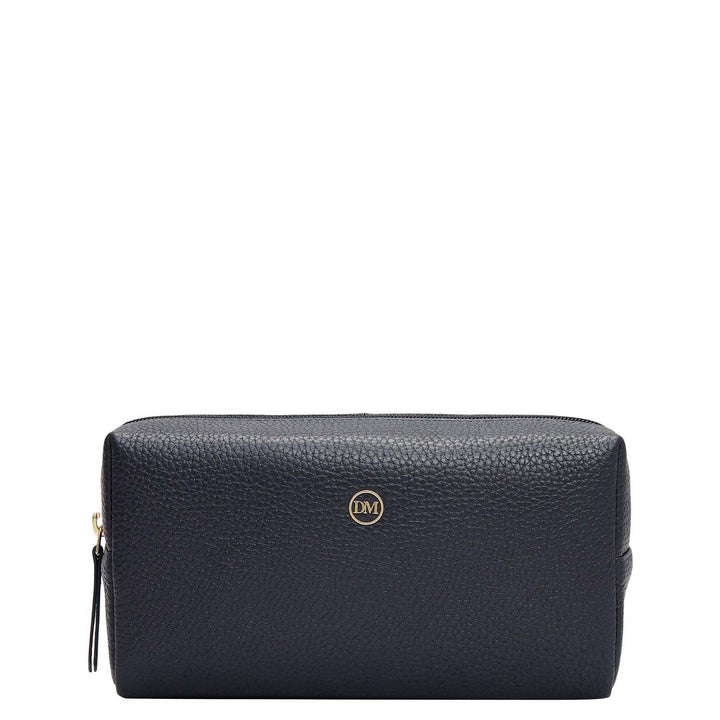 Wax Leather Vanity Pouch - Navy