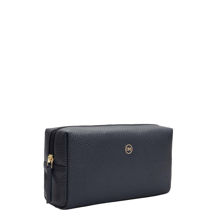Wax Leather Vanity Pouch - Navy