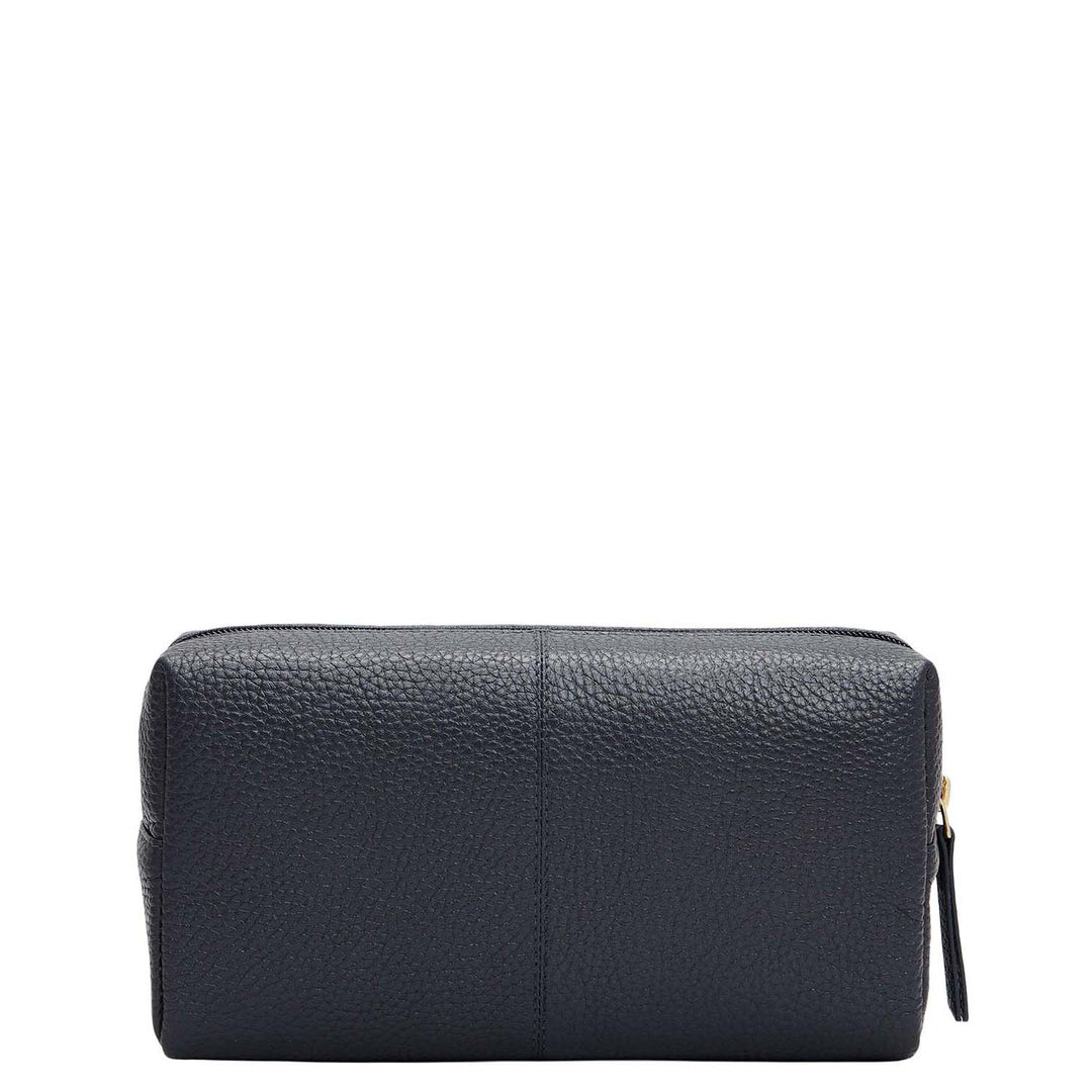Wax Leather Vanity Pouch - Navy