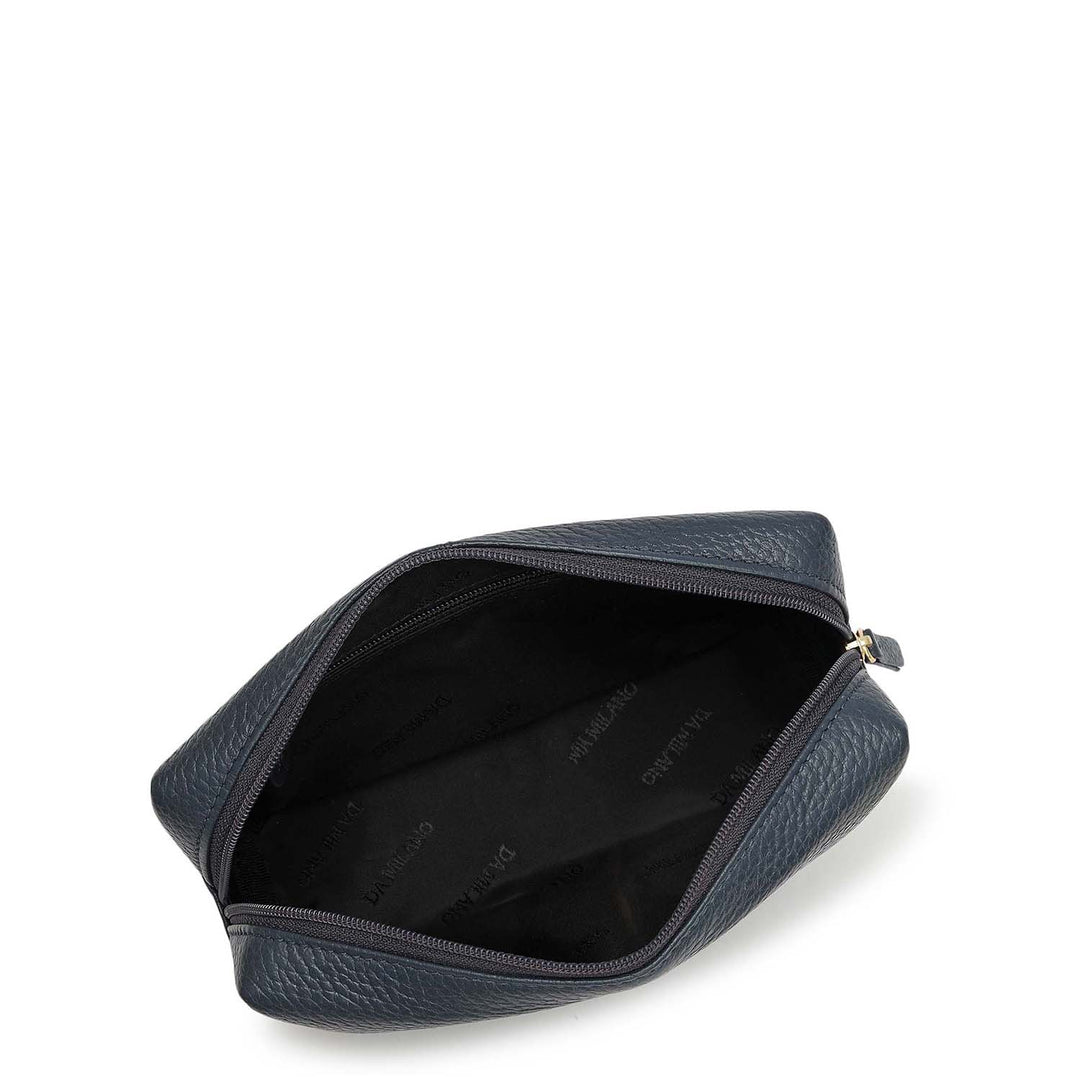 Wax Leather Vanity Pouch - Navy