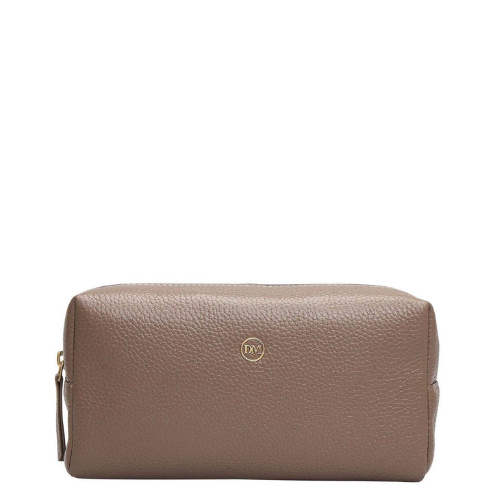 Wax Leather Vanity Pouch - Smoke Grey