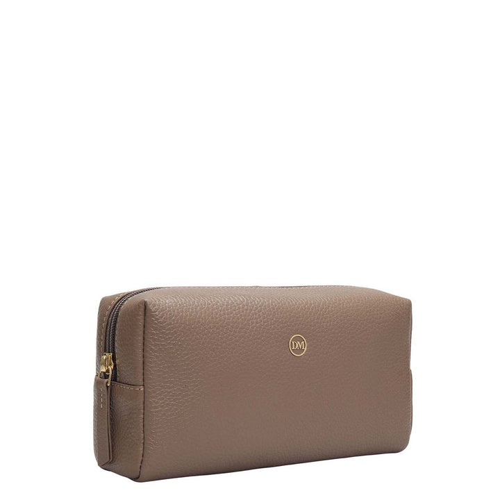 Wax Leather Vanity Pouch - Smoke Grey