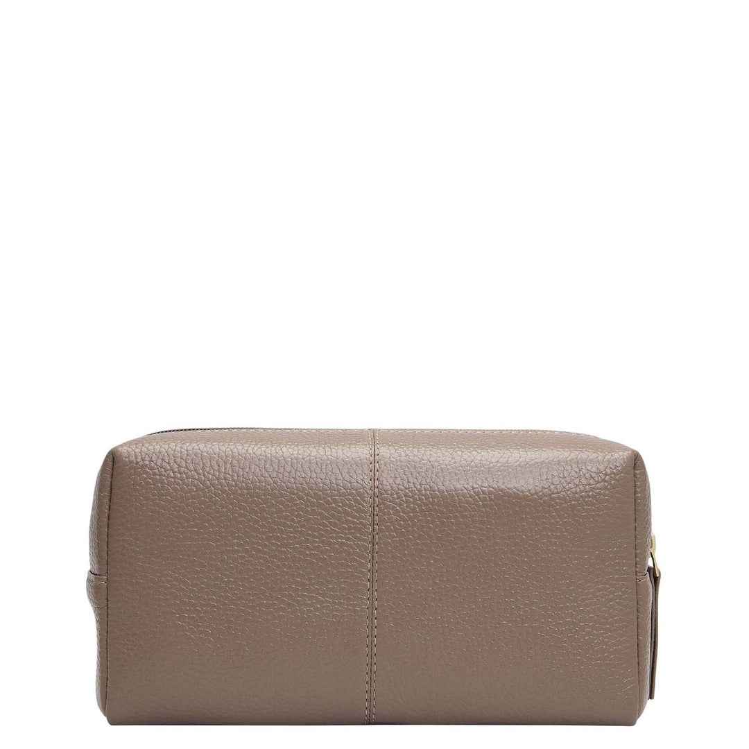 Wax Leather Vanity Pouch - Smoke Grey