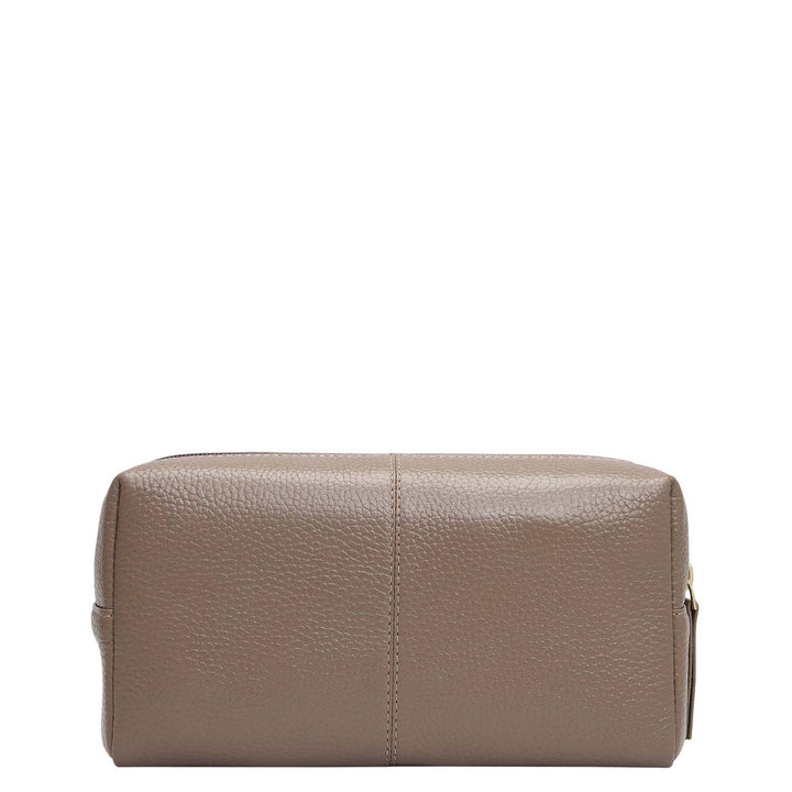 Wax Leather Vanity Pouch - Smoke Grey