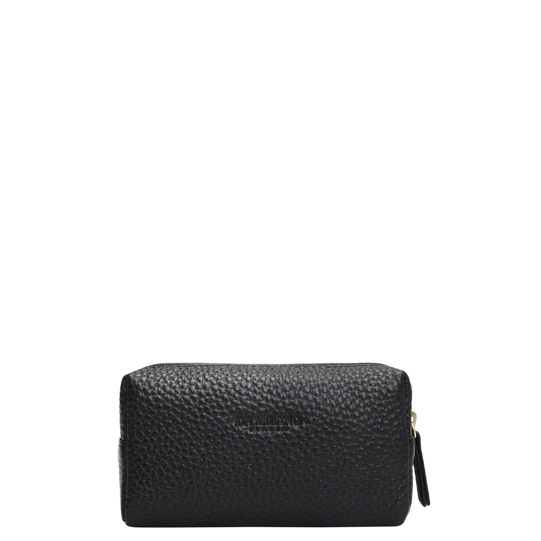 Wax Leather Vanity Pouch - Black