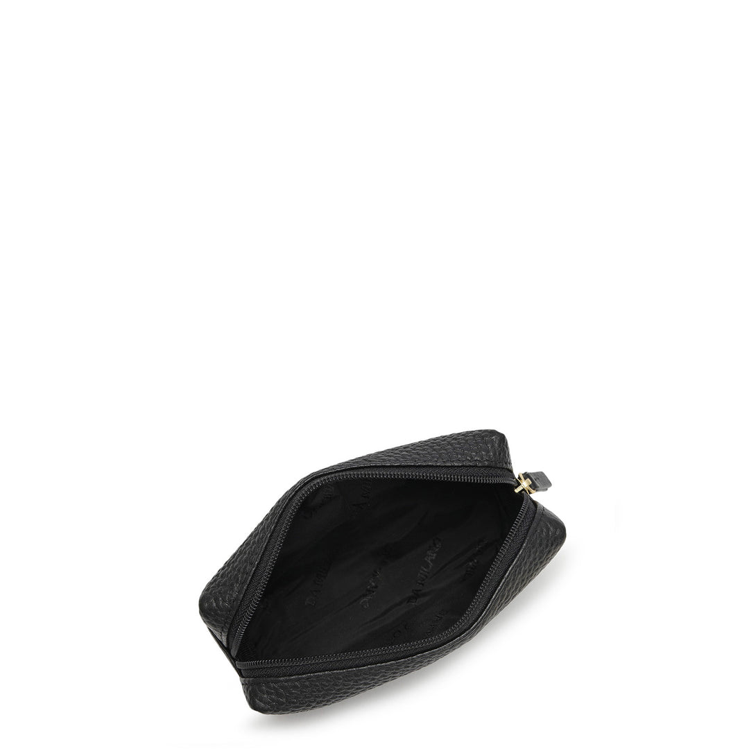 Wax Leather Vanity Pouch - Black