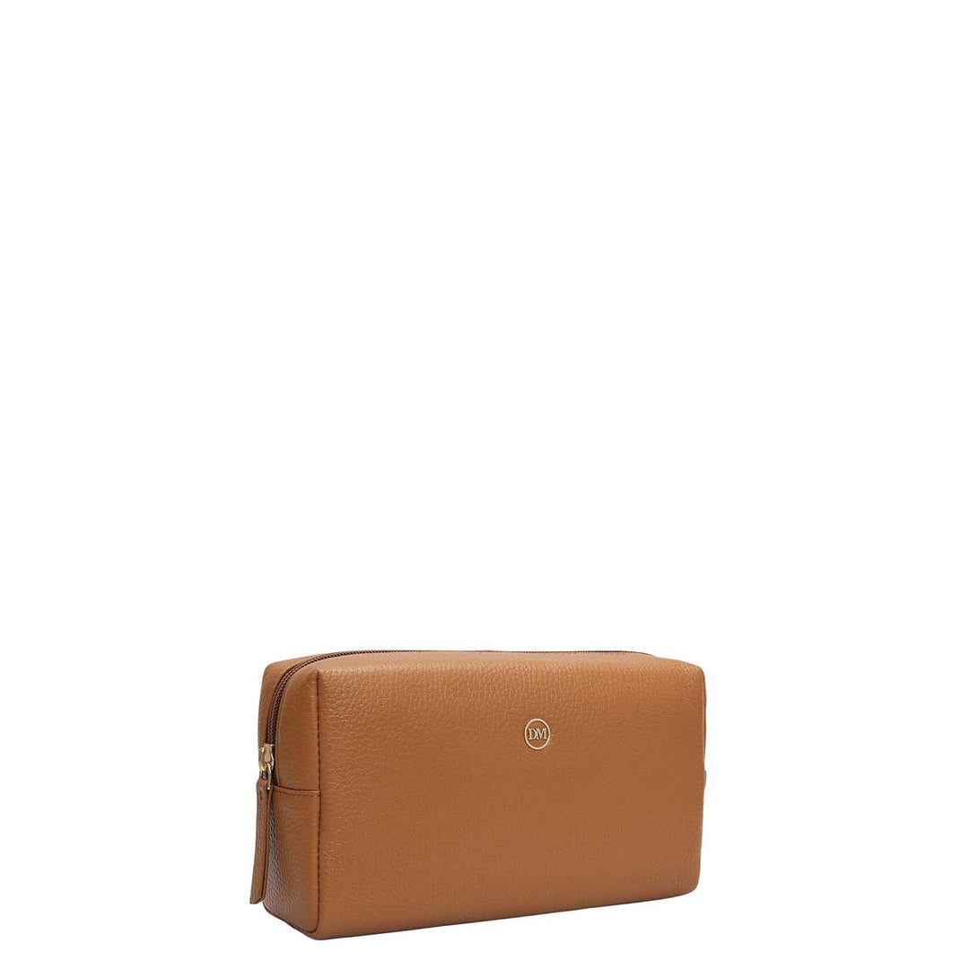 Wax Leather Vanity Pouch - Caramel