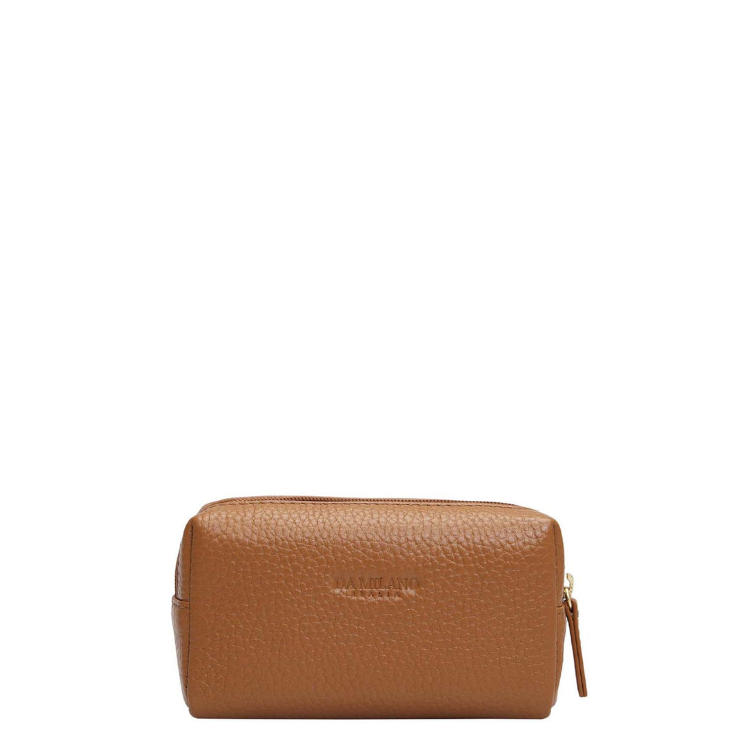 Wax Leather Vanity Pouch - Caramel