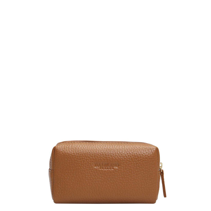 Wax Leather Vanity Pouch - Caramel