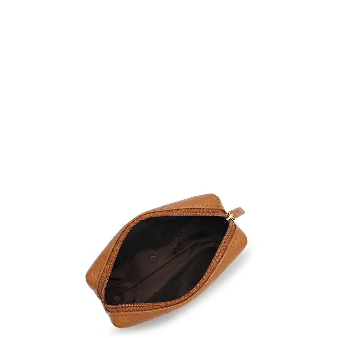 Wax Leather Vanity Pouch - Caramel