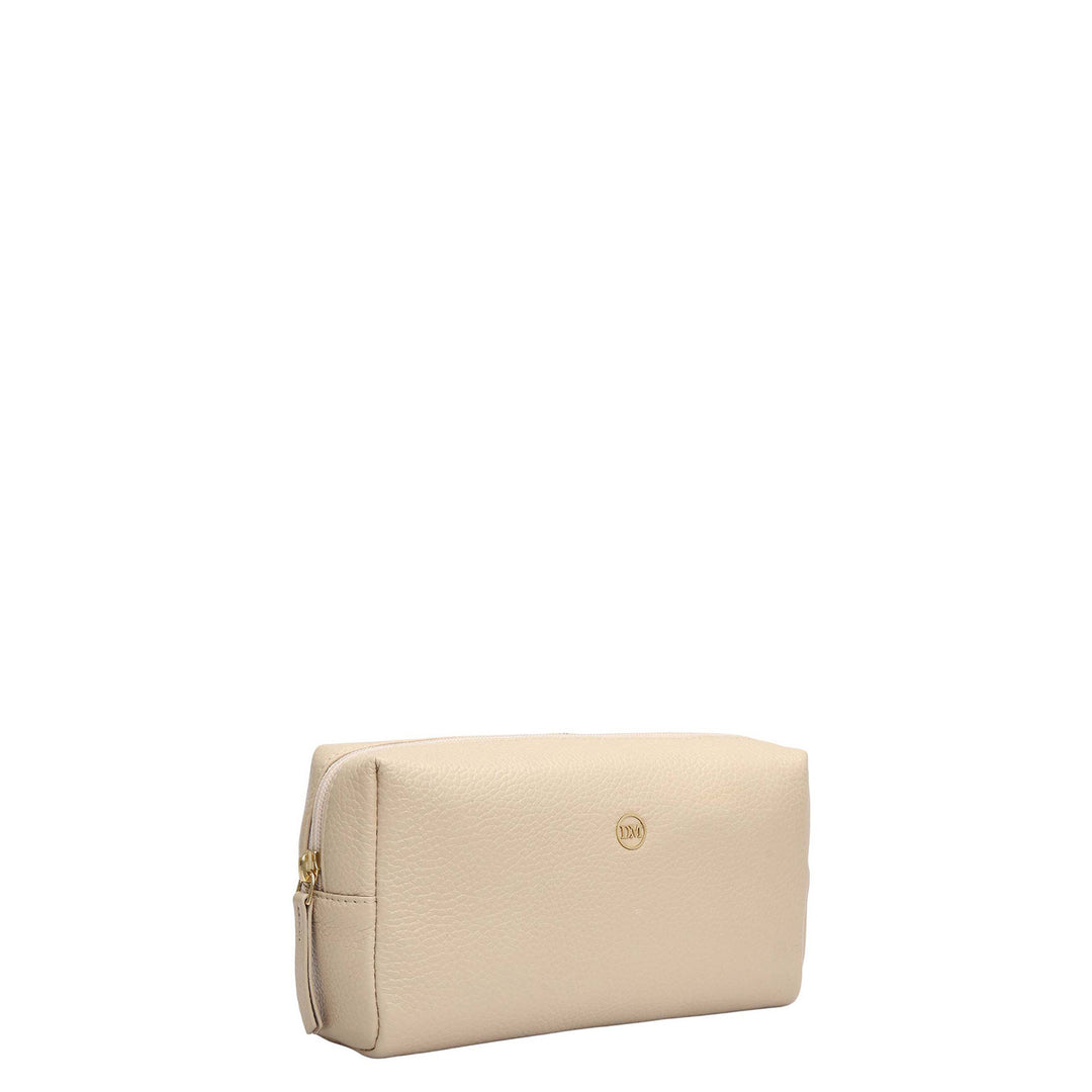 Wax Leather Vanity Pouch - Dove