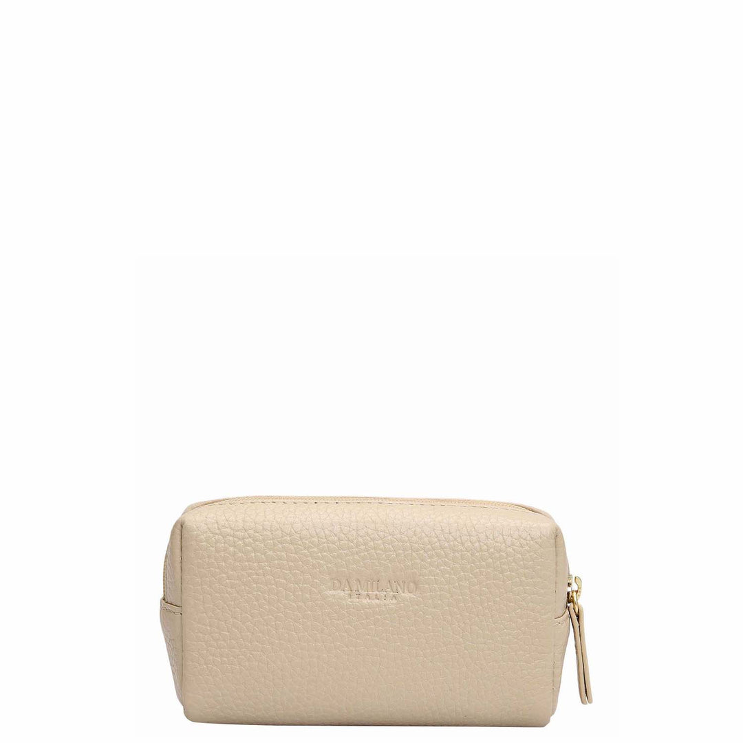 Wax Leather Vanity Pouch - Dove