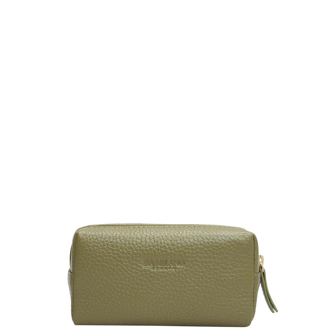 Wax Leather Vanity Pouch - Fern