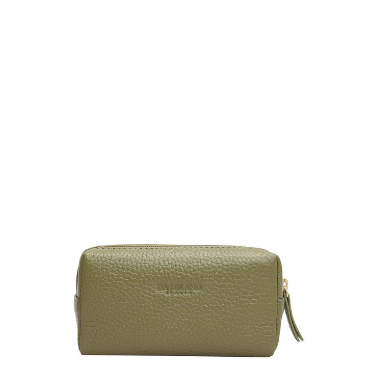 Wax Leather Vanity Pouch - Fern