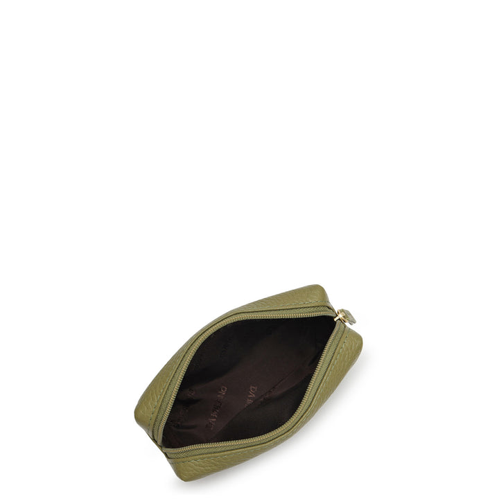 Wax Leather Vanity Pouch - Fern