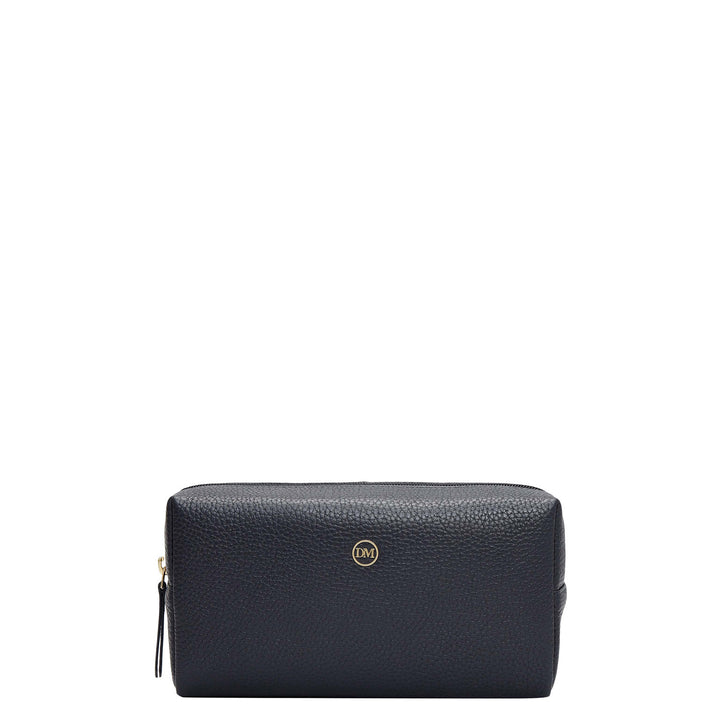 Wax Leather Vanity Pouch - Navy