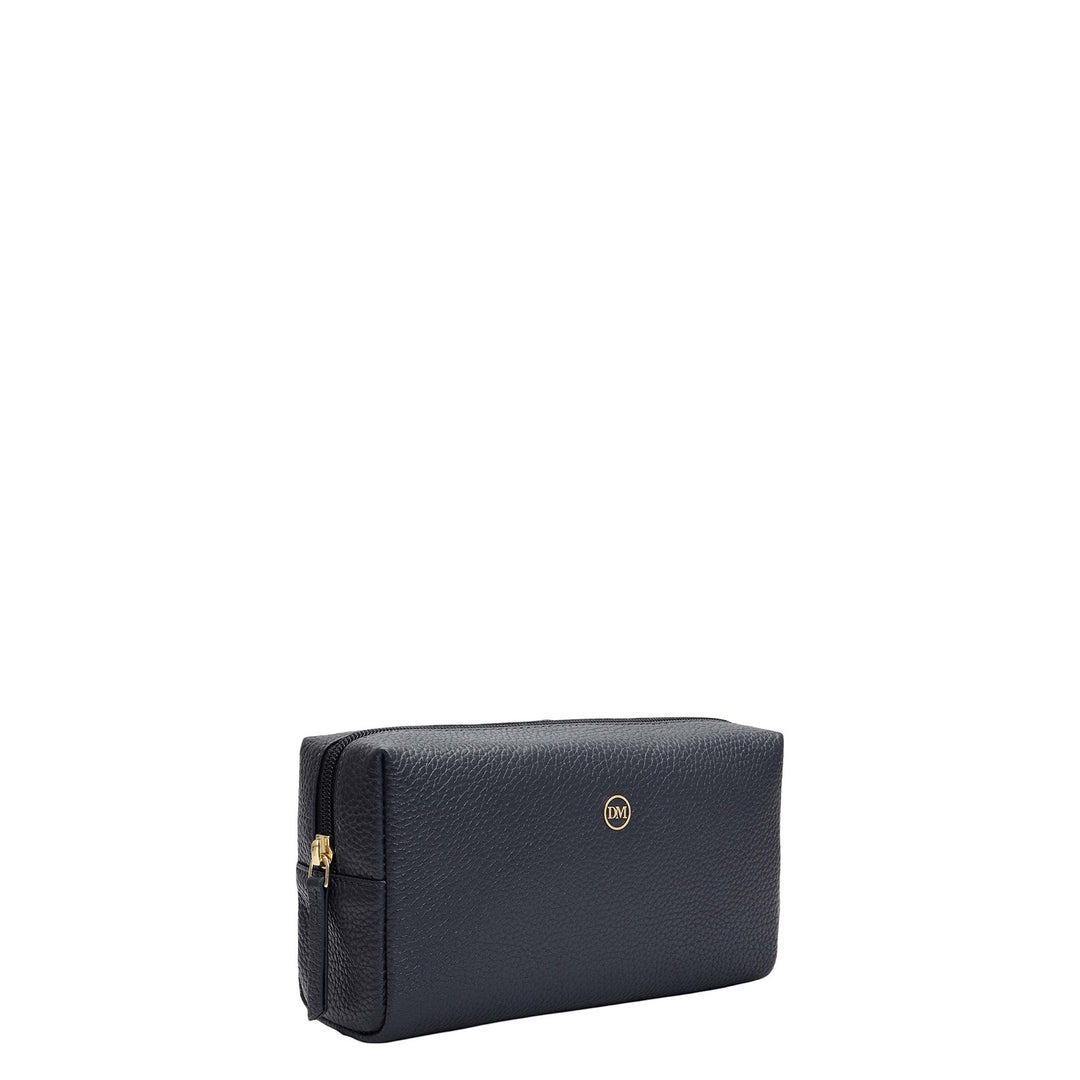 Wax Leather Vanity Pouch - Navy