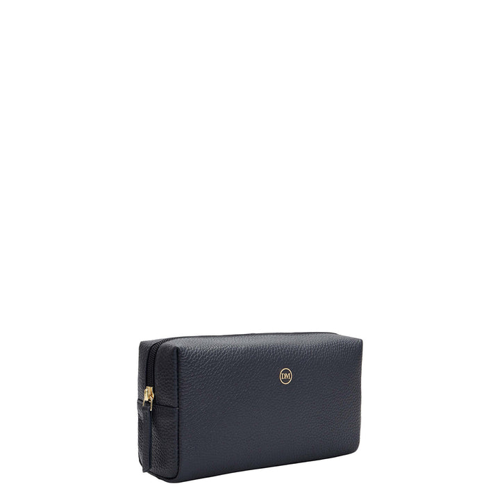 Wax Leather Vanity Pouch - Navy