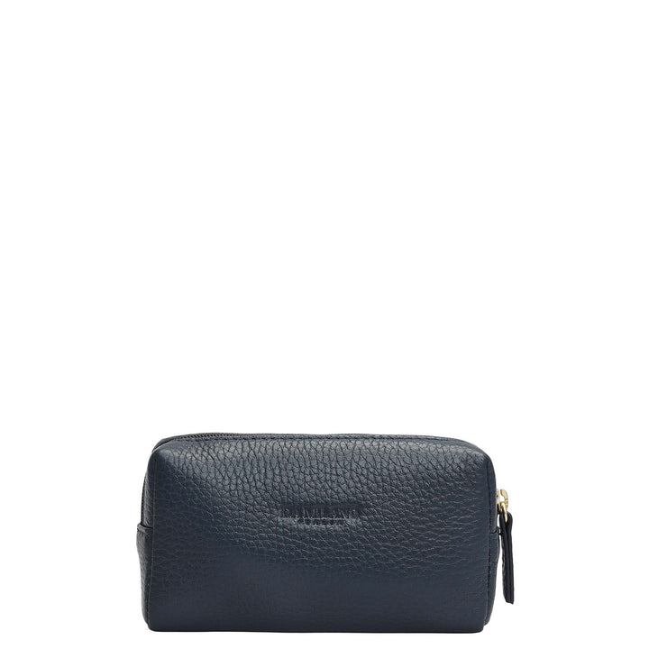 Wax Leather Vanity Pouch - Navy
