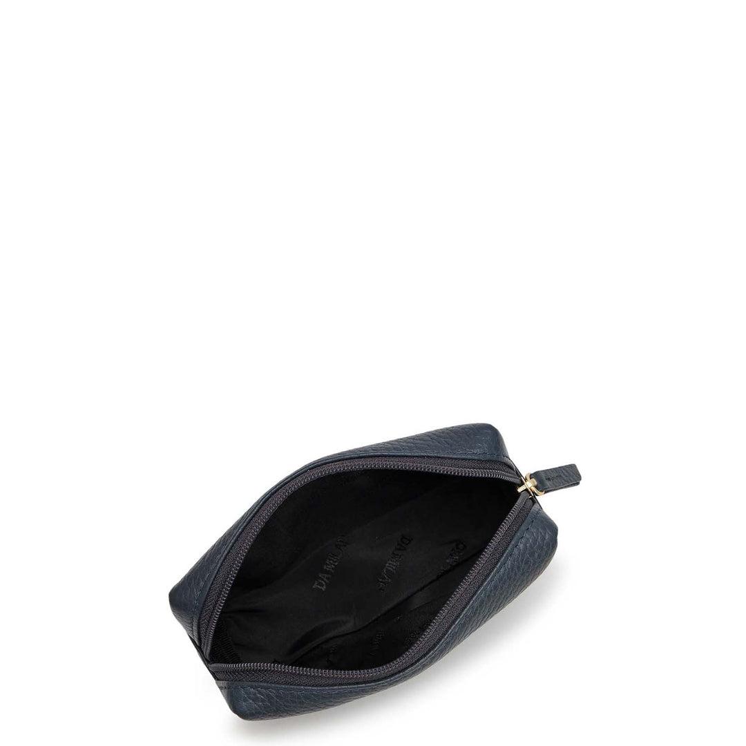 Wax Leather Vanity Pouch - Navy